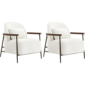 CHITA Accent Chair for Living Room Set of 2, FSC Certified Modern Upholstered Faux Sherpa Fabric ... | Amazon (US)