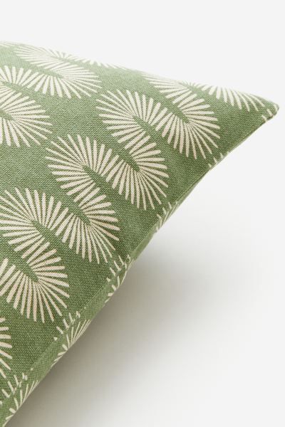 Patterned Cotton Cushion Cover - Green/light beige - Home All | H&M US | H&M (US + CA)