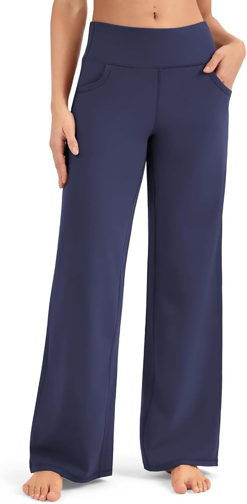 Yoga Pants Women Wide Leg Pants Woman with Pockets High Waist Stretch Dress Casual Sweatpants Pet... | Amazon (US)
