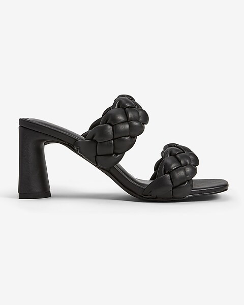 Braided Double Band Block Heel Sandals | Express