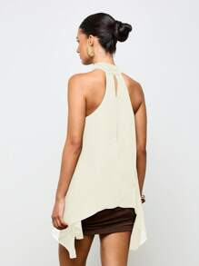 AiiRZ Elegant Halter Neck Waterfall Blouse Chiffon Asymmetrical Tank Sleeveless Evening Party Spe... | SHEIN