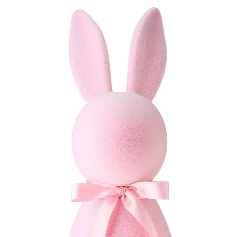 Easter Flocked Pink Bunny Decor, 16 in, by Way To Celebrate | Walmart (US)