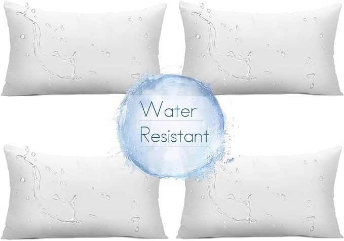 Ashler 12 x 20 Outdoor Pillow Inserts Set of 4 Water Resistant Throw Pillow Inserts for Patio, Be... | Amazon (US)