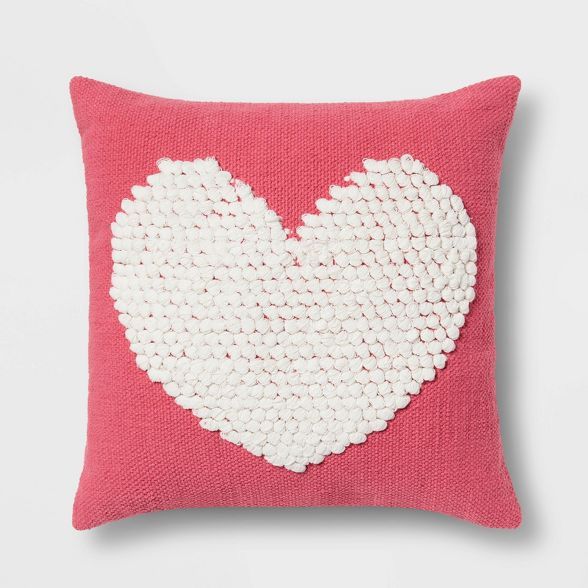 Textured Loop Heart Square Throw Pillow Pink - Threshold&#8482; | Target