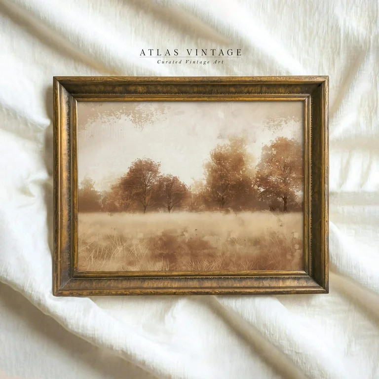 Modroom Autumn Landscape Print - Vintage Fall Scenery, Moody Farmhouse Decor, Rustic Cottagecore,... | Walmart (US)