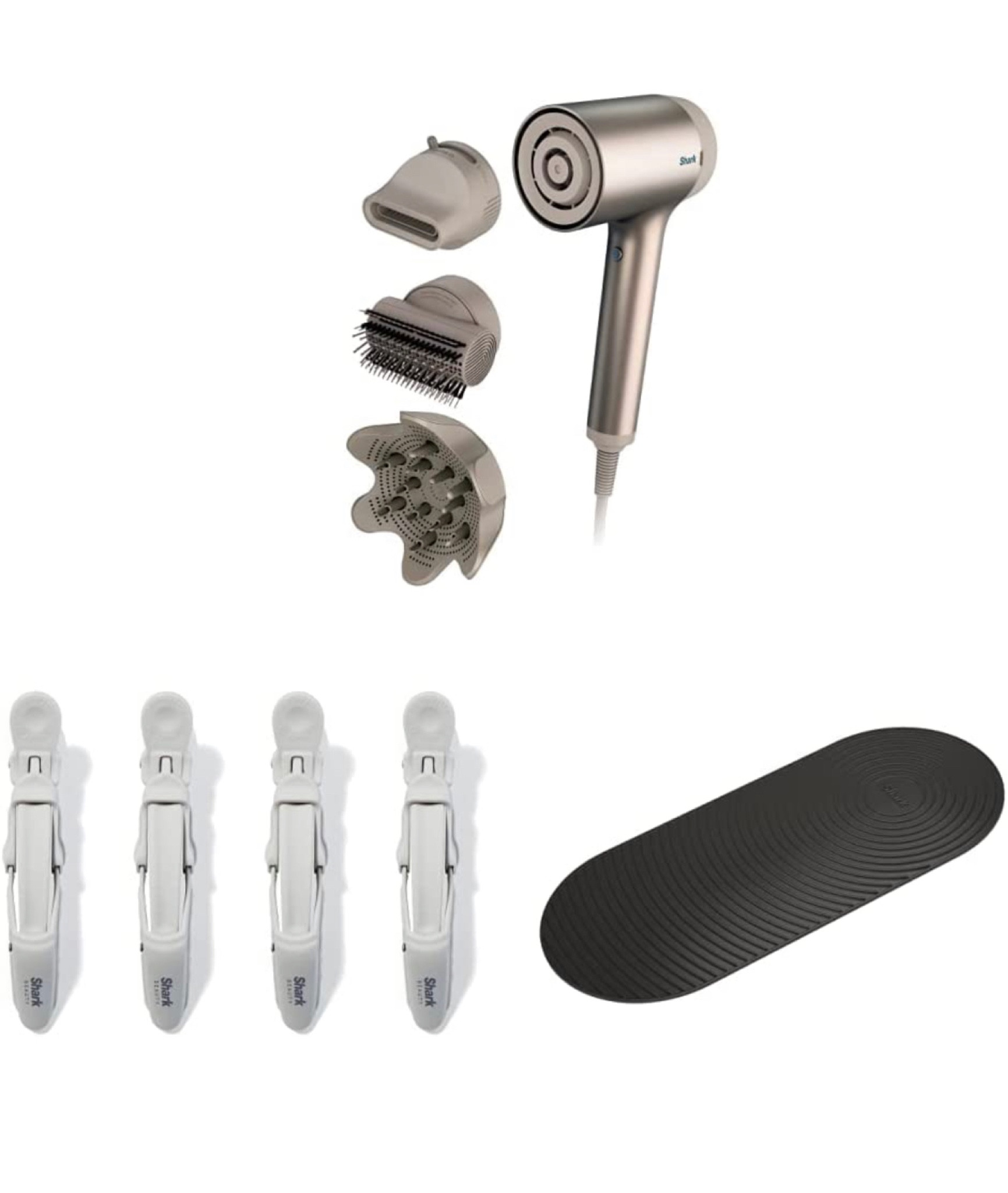 Shark Blow HyperAIR Fast-Drying with IQ 2-in-1 Concentrator, No Heat Damage, for All Hair Types, Stone with Shark Beauty Non-Slip Alligator-Style, 4 Pack, Stone and Shark Mat for Shark HyperAIR

#LTKGiftGuide #LTKsalealert #LTKbeauty
