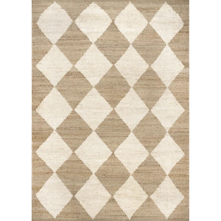 Arvin Olano x Rugs USA Louie Diamond Checkerboard Jute Natural Area Rug | Wayfair North America