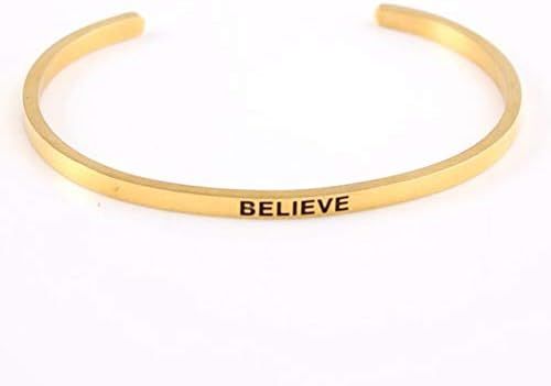 Lochita Bangles - Golden Stainless Steel Engraved Positive Inspirational Quote Cuff Mantra Bracel... | Amazon (US)