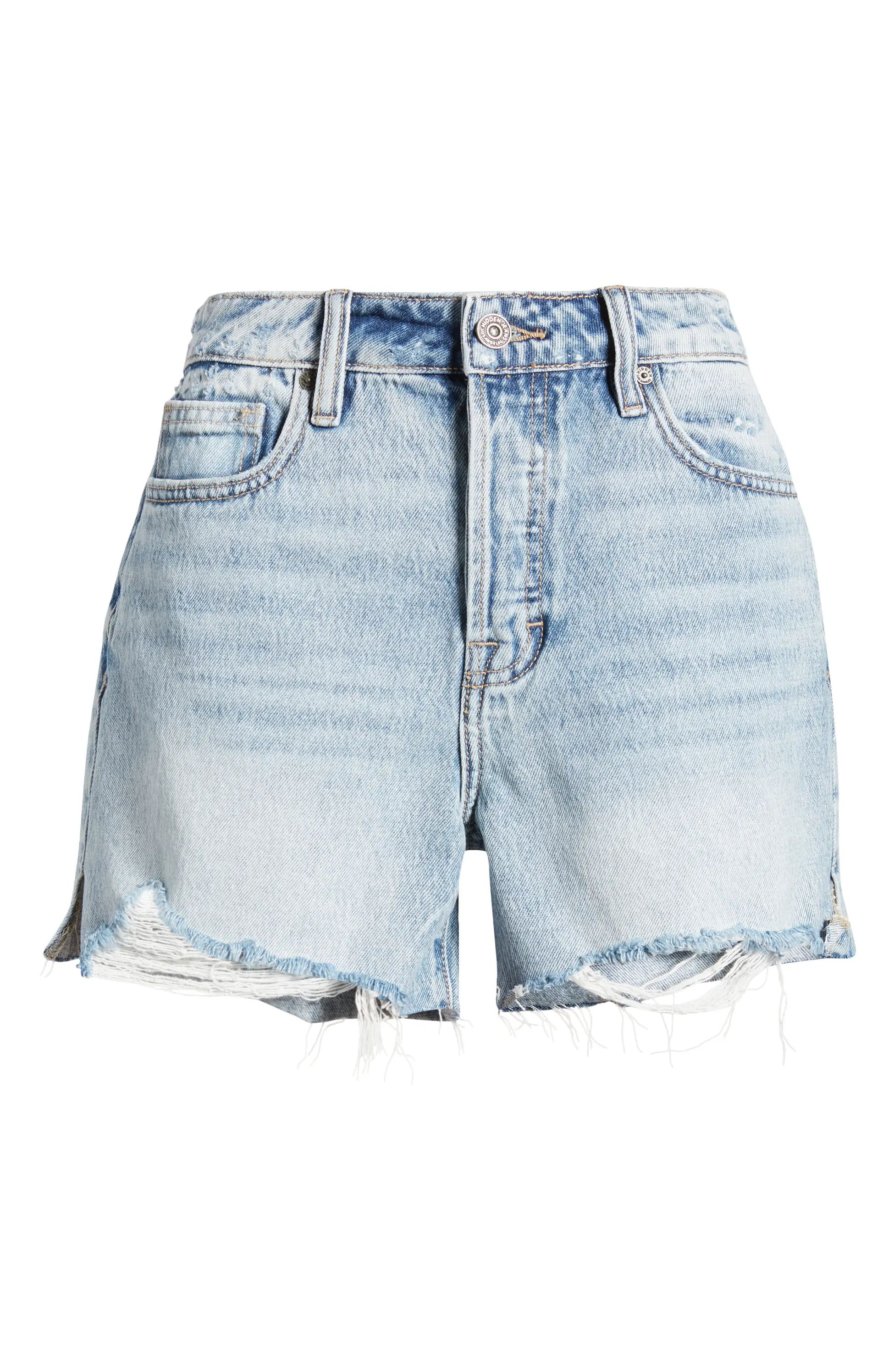 Raw Hem Side Slit Denim Shorts | Nordstrom