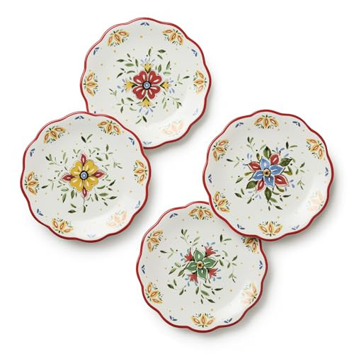 Provence 6-Inch Canapé Plates – Set of 4 Assorted Ceramic Appetizer Dishes with Vintage French Country Folk Art Designs – Colorful Decorative Small Plates for Snacks & Desserts | Amazon (US)