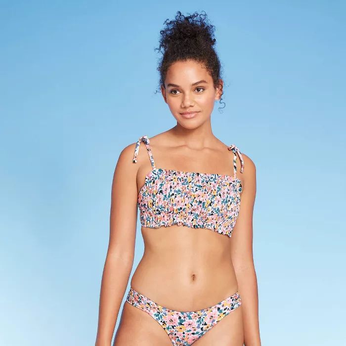 Women's Smocked Bandeau Bikini Top - Xhilaration™ Floral Print | Target