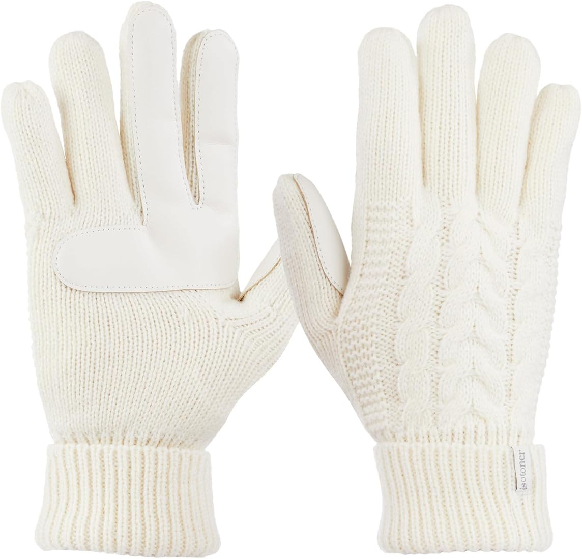 isotoner womens Cable Knit Gloves With Touchscreen Palm Patches | Amazon (US)