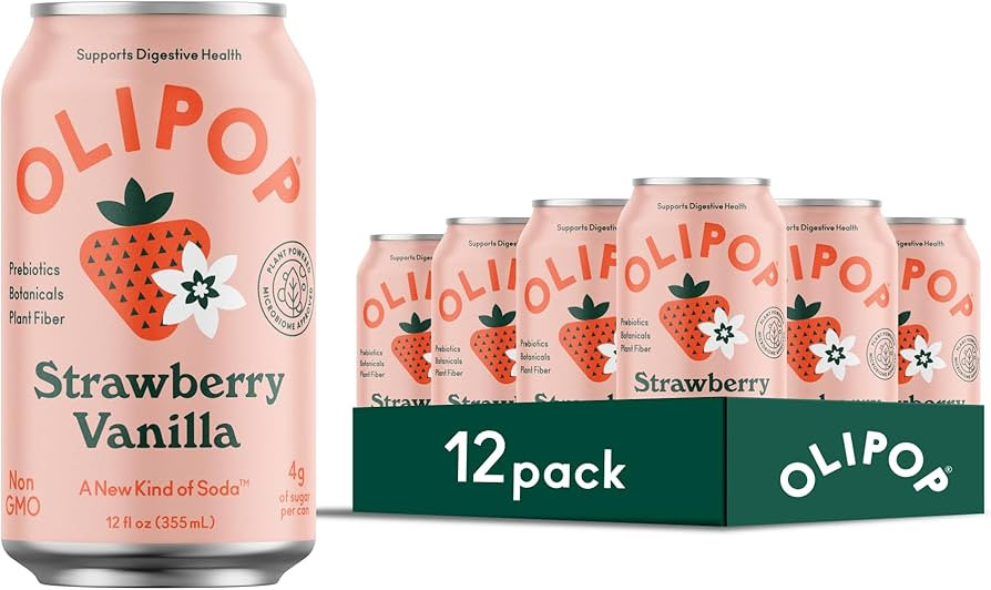 OLIPOP Prebiotic Soda Pop, Strawberry Vanilla, Pantry Pack Packed with Prebiotics, Fiber, and Bot... | Amazon (US)