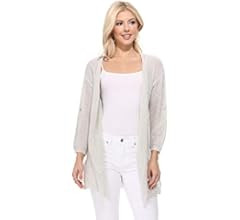 YEMAK Women's Knit Cardigan Sweater – Casual Roll Up Long Sleeve Open Front Sheer See Through L... | Amazon (US)