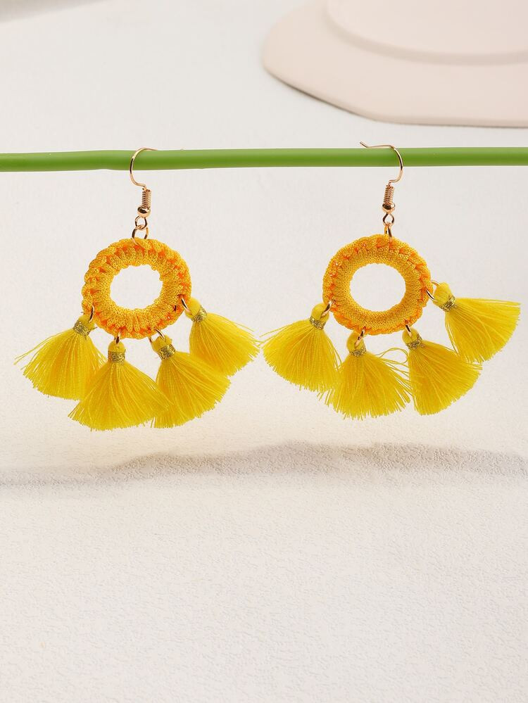 Tassel Charm Drop Earrings | SHEIN