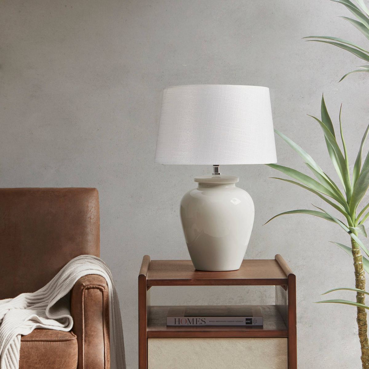 Anzio Ceramic (Includes LED Light Bulb) Table Lamp Cream - Ink+Ivy | Target