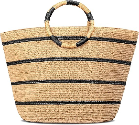 Beach Bags for Women Straw Tote Bag Summer Beach Bag Large Woven Straw Tote for Vacation Holiday | Amazon (US)