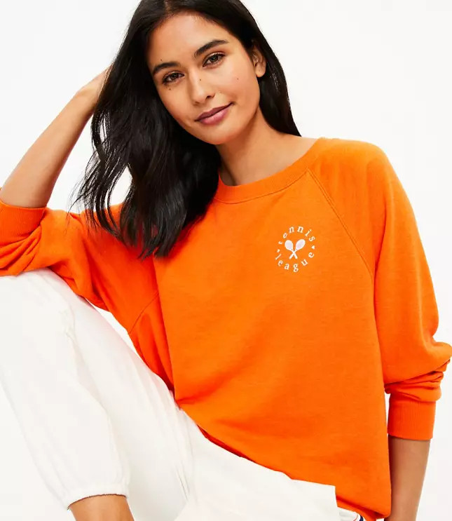 Lou & Grey Tennis League Cozy Cotton Terry Sweatshirt | LOFT