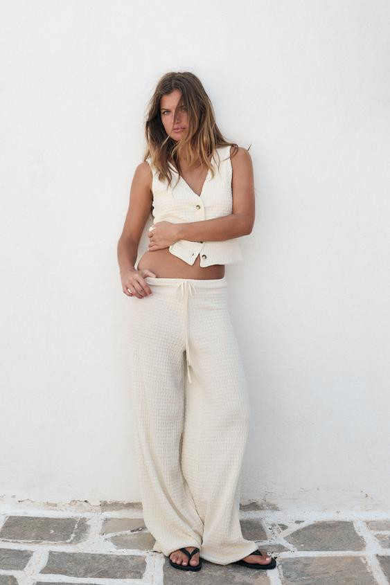 TEXTURED STRAIGHT-FIT TROUSERS | Zara UK