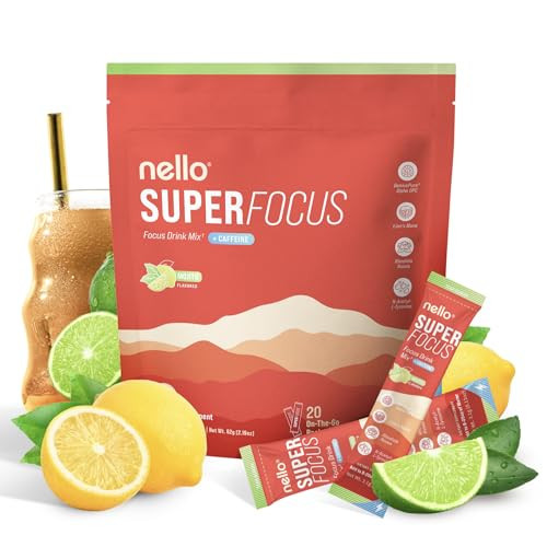 Nello Superfocus Mojito with Caffeine– Nootropic Focus Drink Mix, 20 On-The-Go Packets, Alpha GPC, Lion’s Mane, Rhodiola, Sugar-Free | Amazon (US)