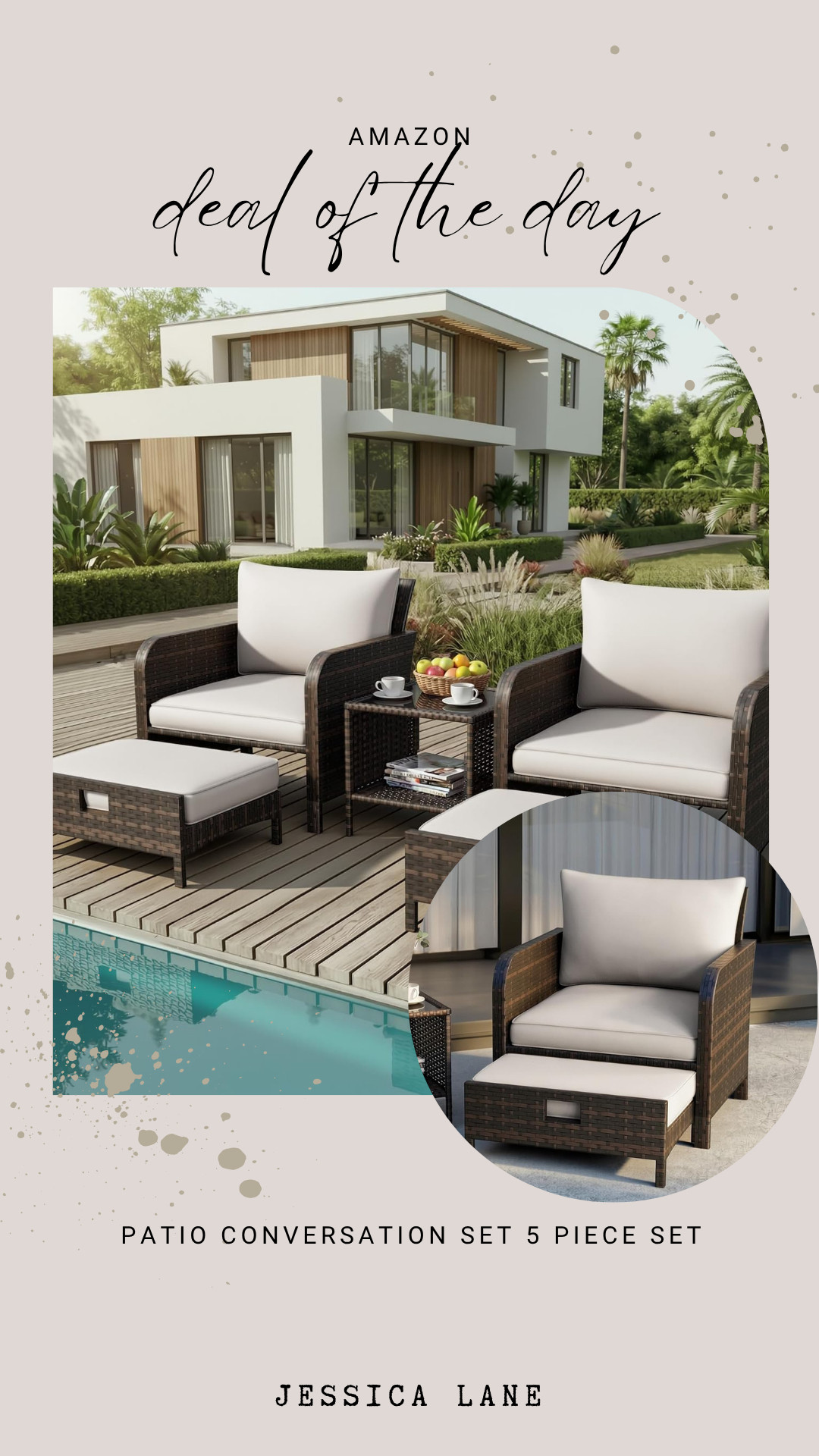 This 5-piece patio conversation set creates a high-end outdoor lounge for a fraction of the price. The weather-resistant wicker and plush cushions are ideal for poolside relaxation.
#patiofurniture #outdoorliving #amazonfinds #backyardgoals 

 #LTKSeasonal #LTKHome #LTKSaleAlert