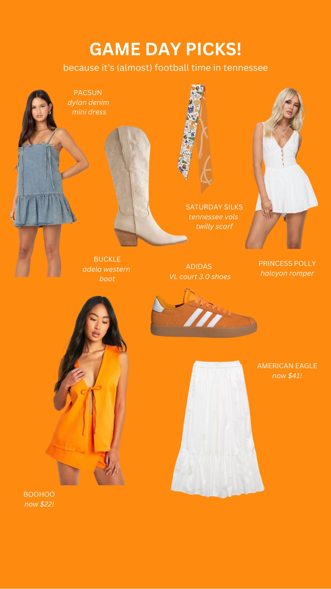 it’s almost football time in tennessee! less than two weeks til kick off! here are some of my favorite picks for game day on rocky top!

#football #gameday #tennessee #vols #sec #saturdayfootball #college #collegefootball

#LTKFindsUnder50 #LTKU #LTKSaleAlert