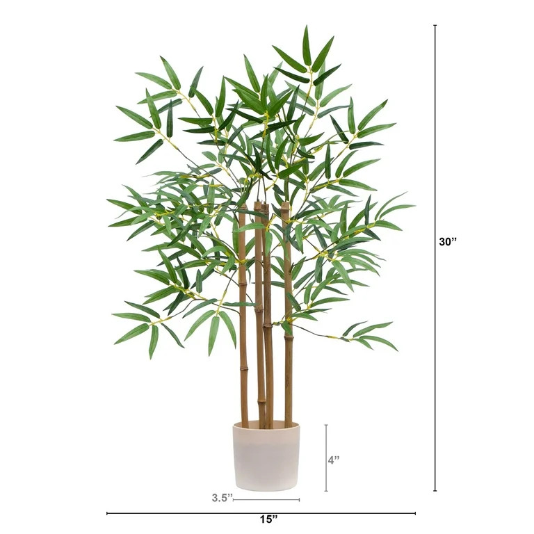 Mainstays 30"H Artificial Indoor Bamboo Tree in Plastic Vanilla Planter | Walmart (US)
