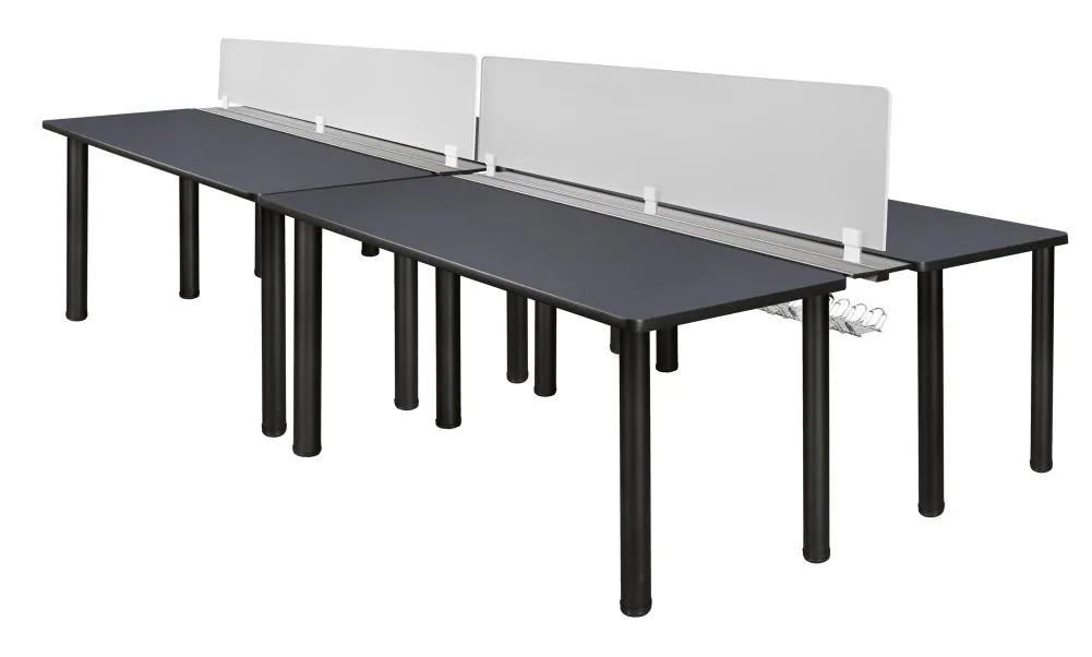 Regency Kee Desking 58-in Gray Modern/Contemporary 2-person desk one_size | MBSPD12024GYBPBK | Lowe's