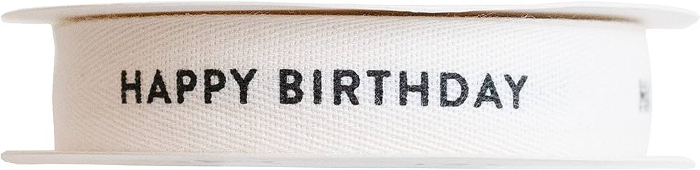 Sisterly Market Happy Birthday, Cotton Herringbone Custom Ribbon Natural 5/8 inch x 10 Yards | Amazon (US)