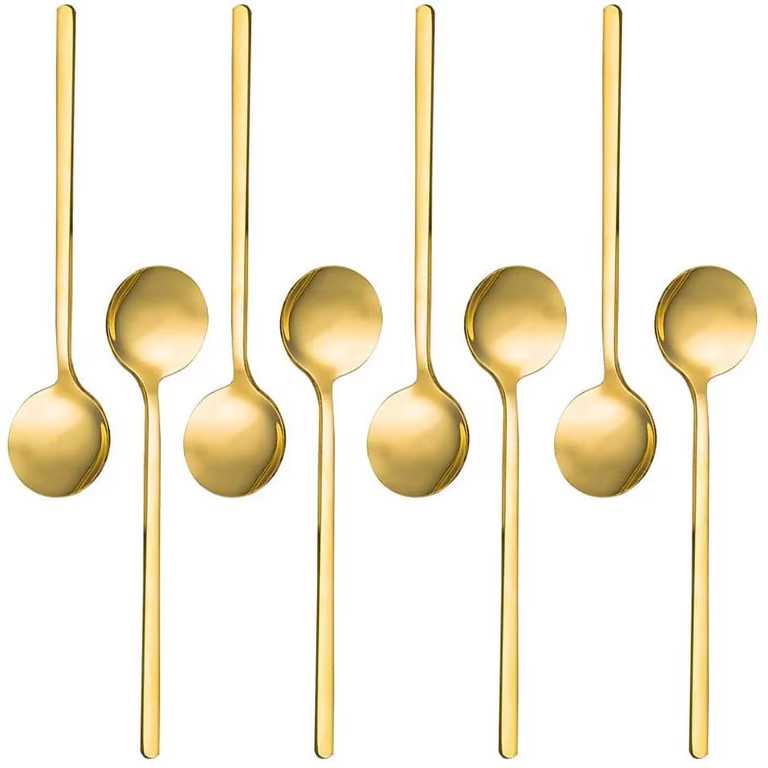 8 Packs, Gold-Plated Stainless Steel Coffee Spoon, for Coffee Sugar | Walmart (US)