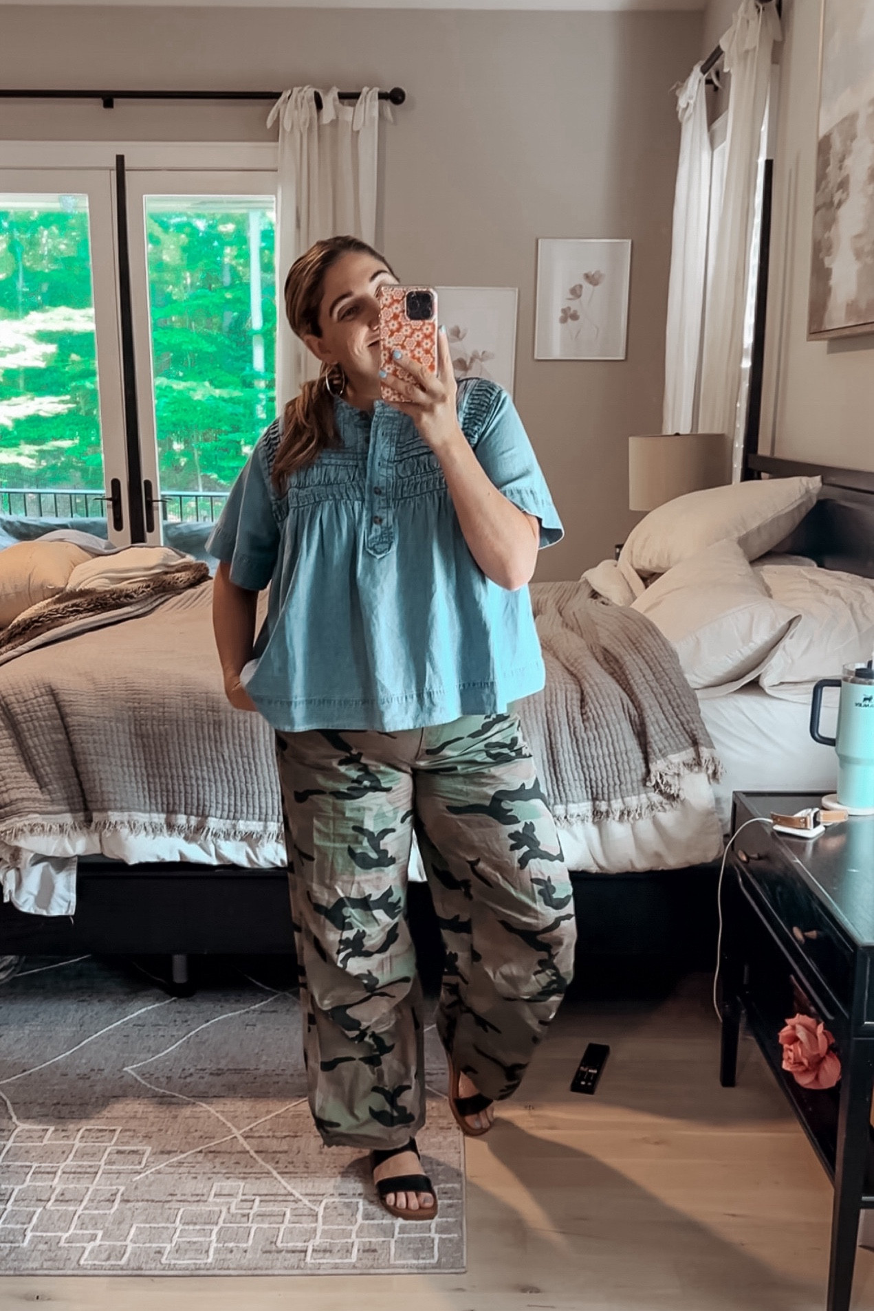 Sahm ootd. Top was such a good TJ Maxx find and I still love these camo pants so much! 
Top L / Pants XL / shoes tts 

#LTKMidsize #LTKStyleTip