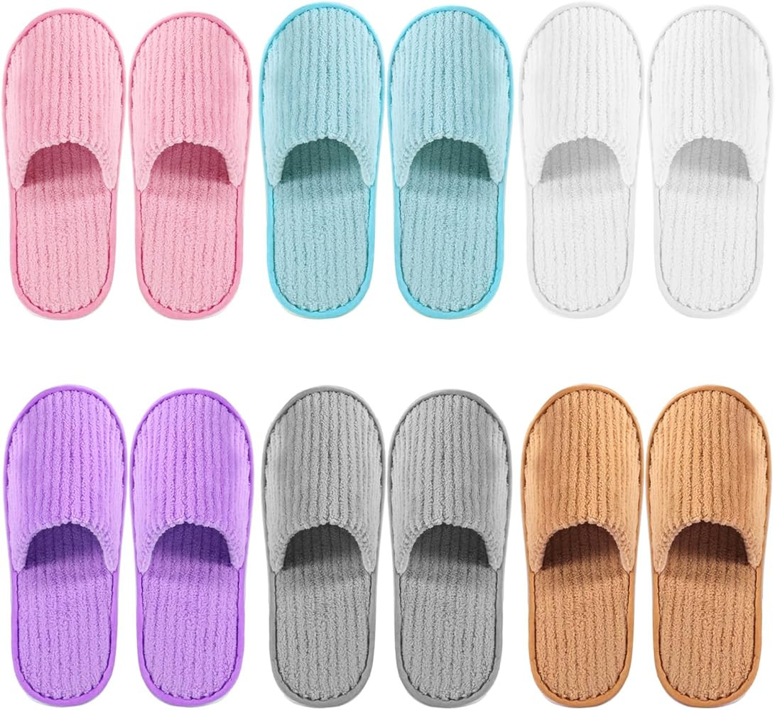 Disposable Slippers (6 Pairs) for Guest, Spa Hotel House Slippers | Amazon (US)