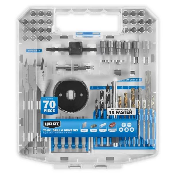 HART 70-Piece Drill and Drive Bit Set with Protective Storage Case | Walmart (US)