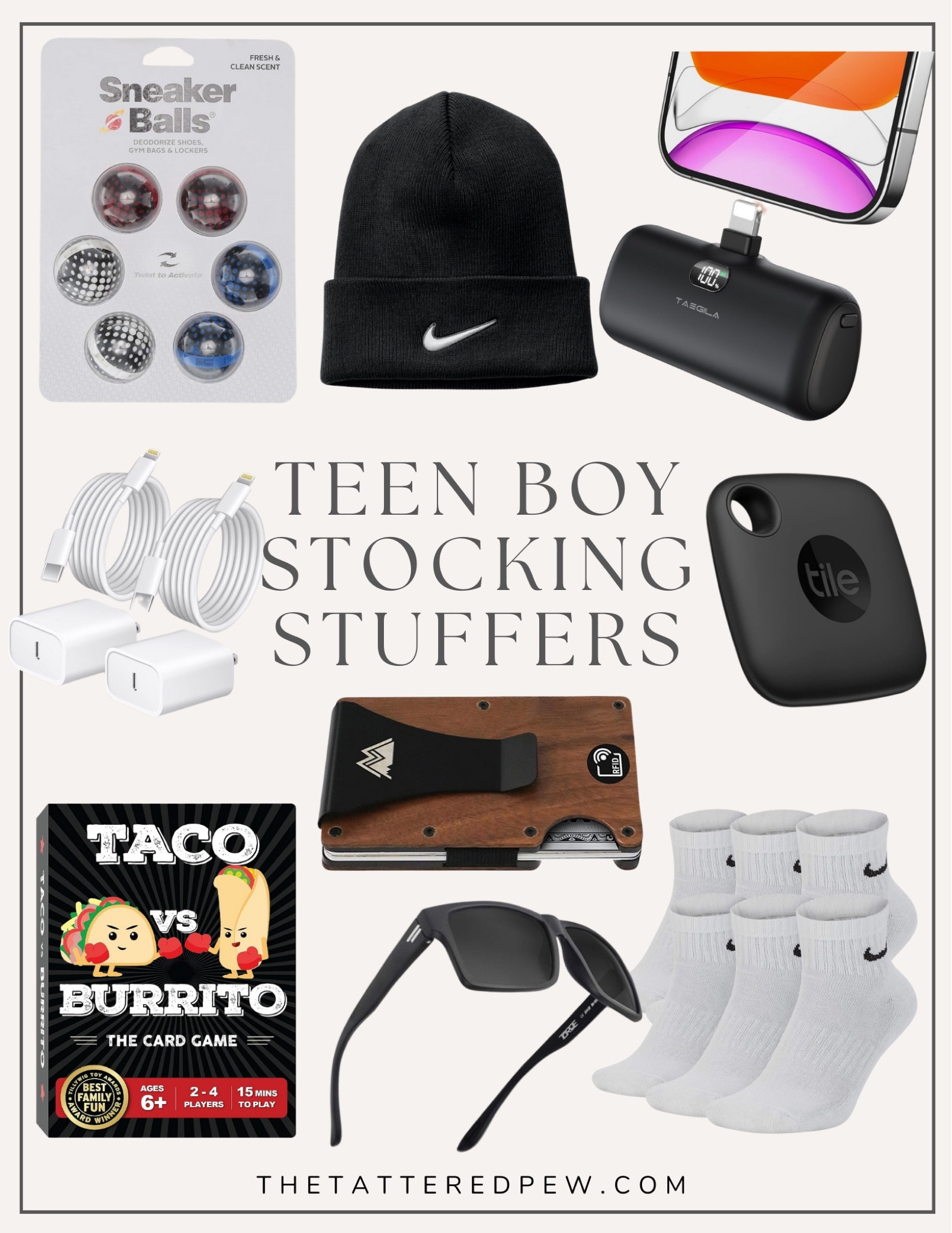 Stocking stuffers for teen boys! 


Christmas gift ideas, Christmas 2023, gift guide teen boys, sunglasses, nike socks, portable charger, tile tracker, nike beanie, sneaker balls, card wallet  

#LTKSeasonal #LTKGiftGuide #LTKHoliday