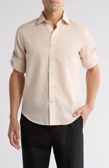 Lorenzo Uomo Trim Fit Dress Shirt in Tan at Nordstrom Rack, Size 15.5 - 34 | Nordstrom Rack