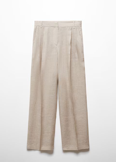 Pantalon costume 100 % lin -  Femme | Mango France | MANGO (FR)