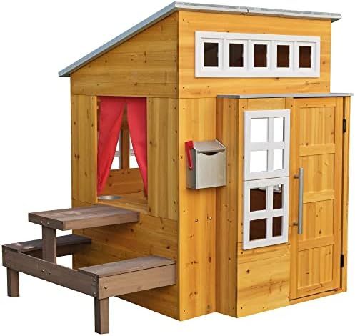 KidKraft Modern Outdoor Wooden Playhouse with Picnic Table, Mailbox and Outdoor Grill, Gift for A... | Amazon (US)