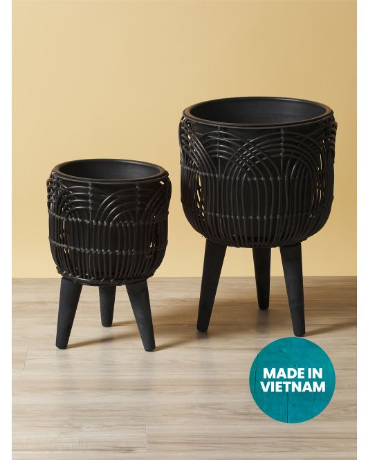 2pk Indoor Outdoor Resin Wicker And Rattan Planters | Outdoor | HomeGoods | HomeGoods