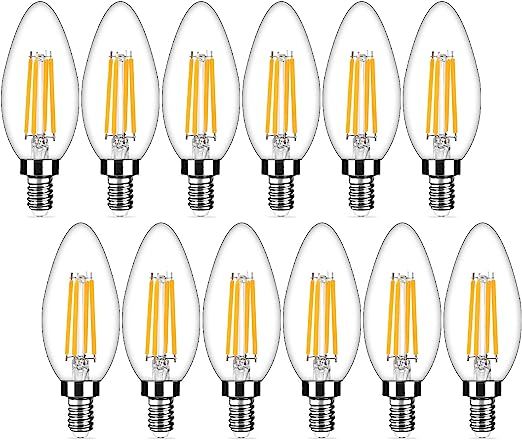 HueLiv 12-Pack Dimmable E12 LED Candelabra Bulbs 40Watt Equivalent, 2700K Warm White, 450Lumens, ... | Amazon (US)