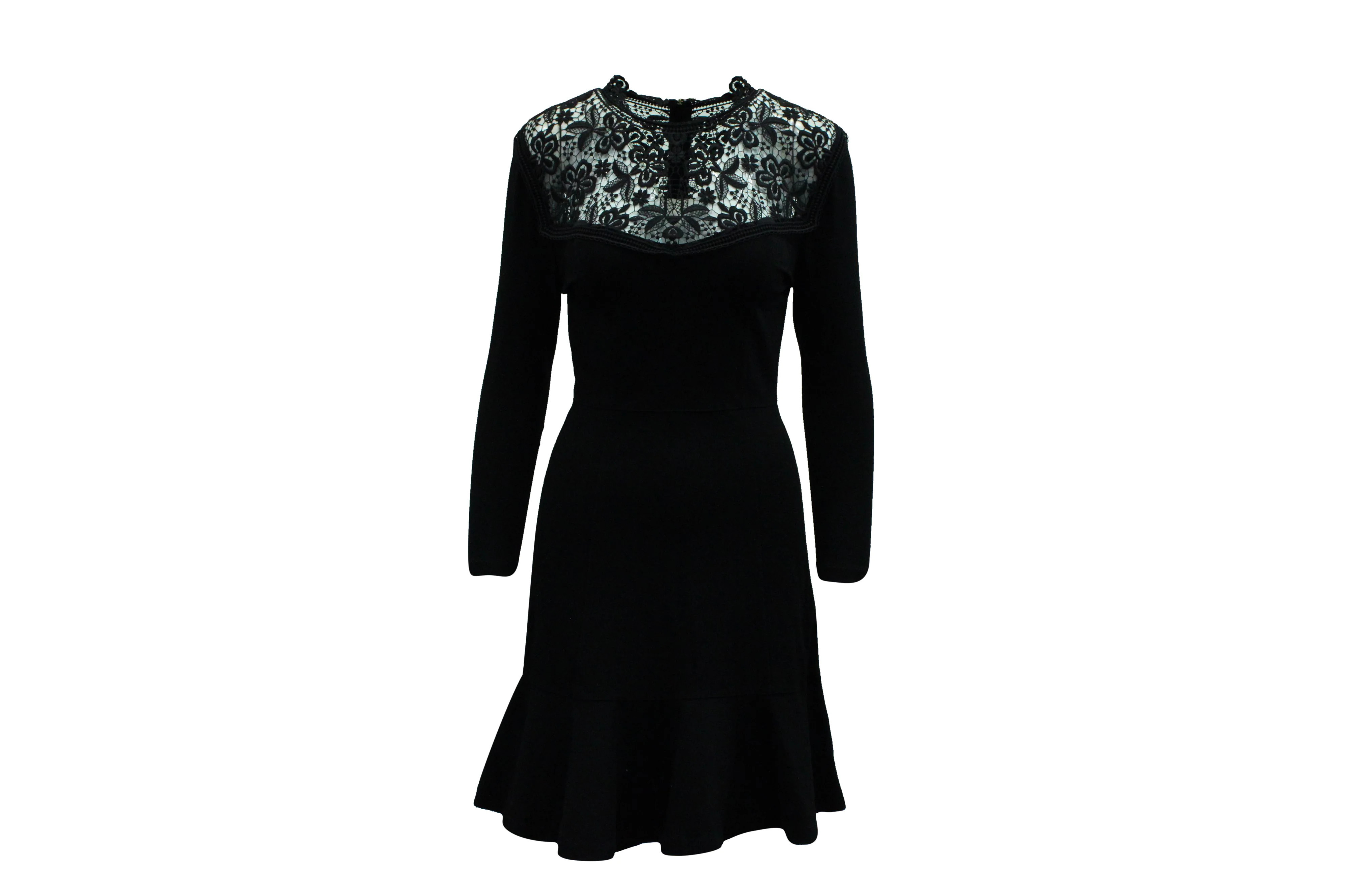 Erdem Short Dress With Lace Panel in Black Viscose | Shop Simon
