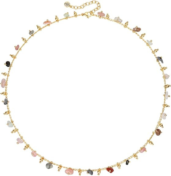 MTMY Beaded Necklaces for Women 14K Gold Plated Dainty Colorful Green/Rose Beaded Pearl Choker Ne... | Amazon (US)