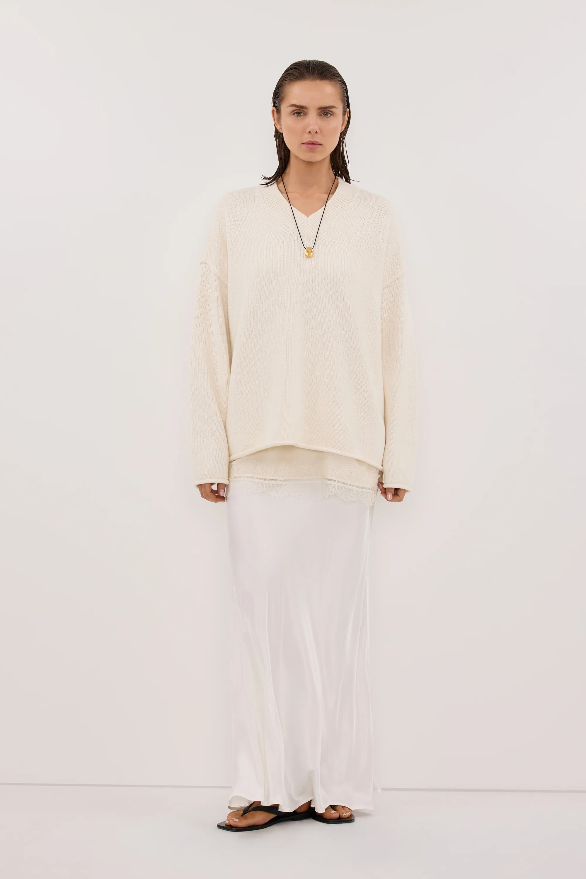 CHARLI WHITE SATIN MAXI SKIRT | DISSH