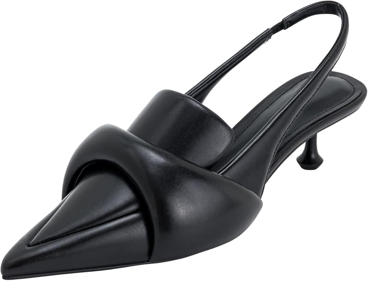 JW PEI Women's Carla Soft Padded Kitten Heel Pumps - Silver | Amazon (US)