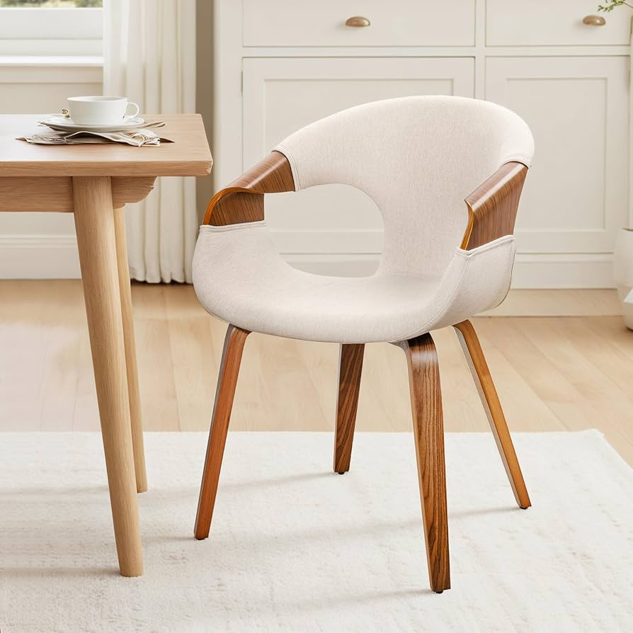 Zouron Fabric Dining Chair, Upholstered Chair with Armrest, Accent Chairs with Wood Legs for Kitc... | Amazon (US)