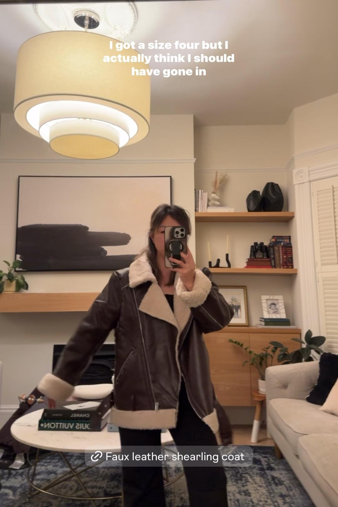 Jacket runs big. I’m wearing size US4