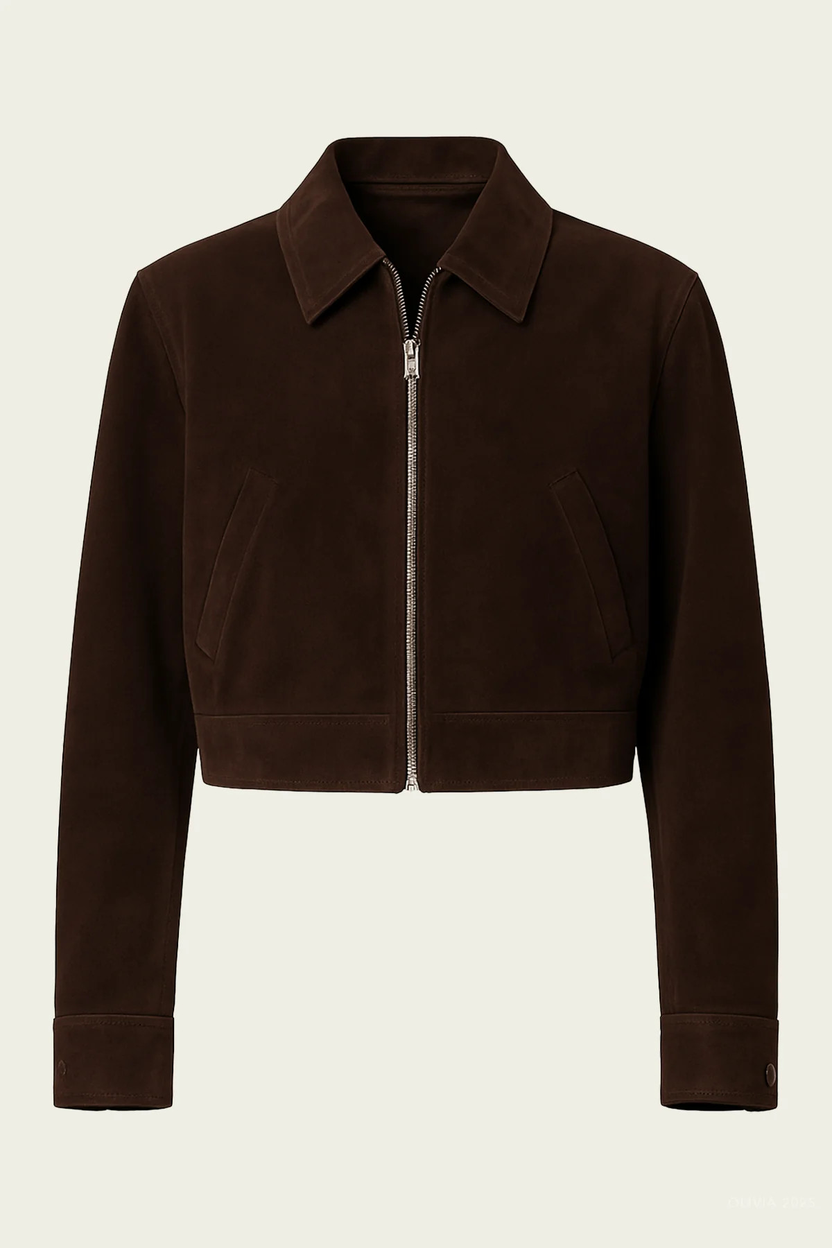 Nahla Cropped Suede Jacket in Root - Brown M | Shop Olivia