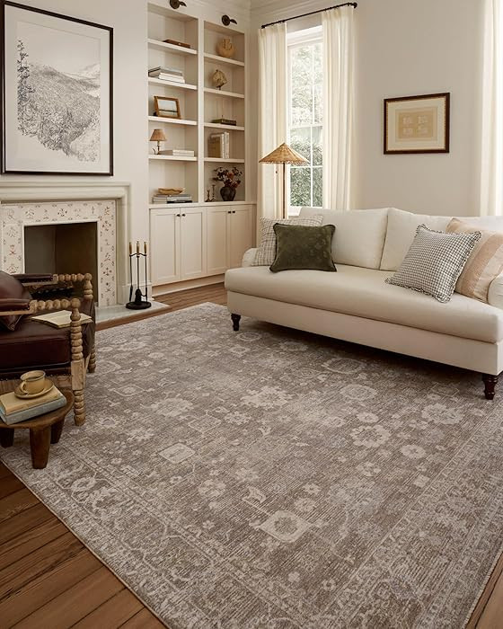 Loloi Chris Loves Julia Louisa Collection LOI-03 Taupe/Ivory 9'-6" x 13'-1", .38" Pile Height, Ar... | Amazon (US)