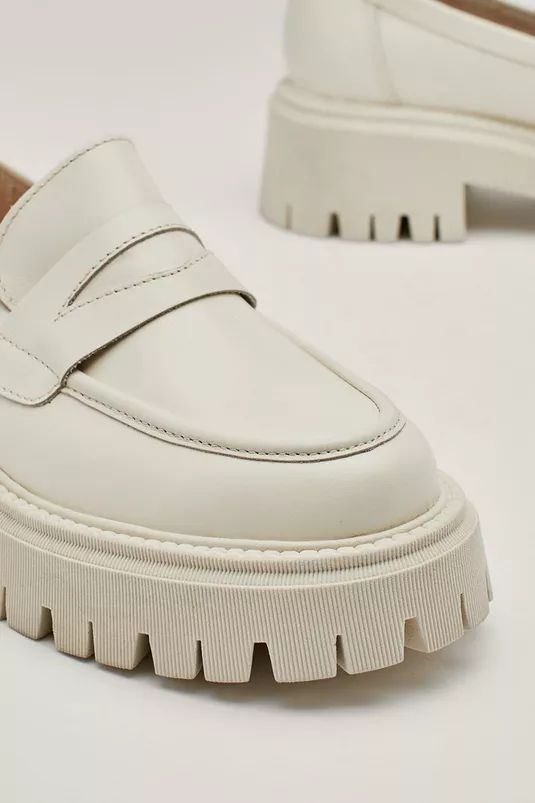 Real Leather Chunky Penny Loafers | Nasty Gal (US)