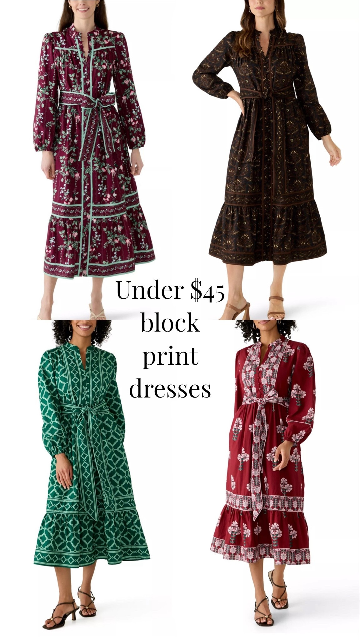 How pretty are these block print dresses? Perfect for Thanksgiving, family photos, or just a fall Sunday! Look so much like a more expensive brand but marked down to under $45 today!

#LTKSaleAlert