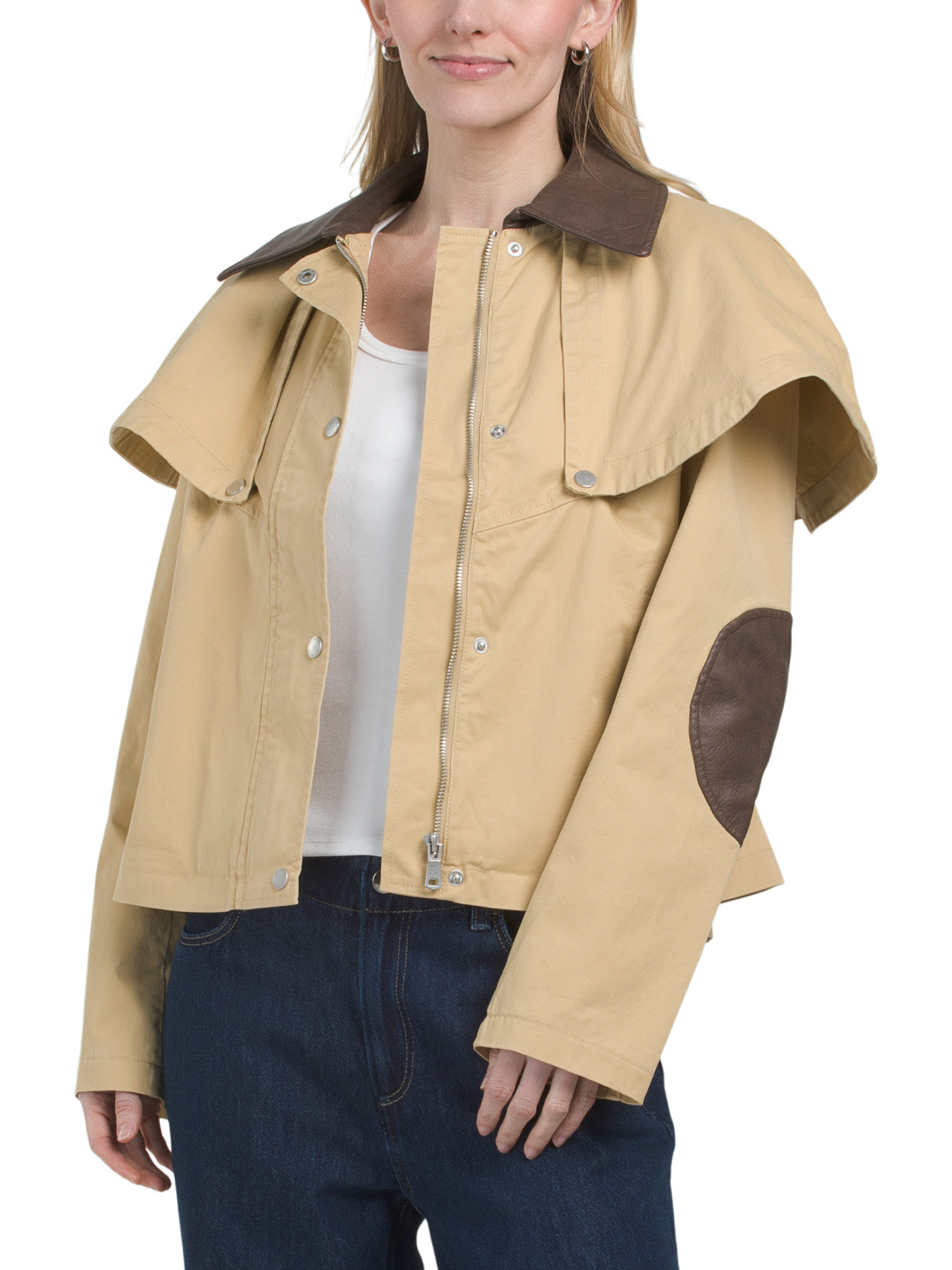 Cropped Cape Trench Jacket | TJ Maxx